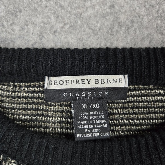 Vintage Geoffrey Beene Sweater Mens XL Gray Multicolor Color Block Grandpa - Picture 6 of 12
